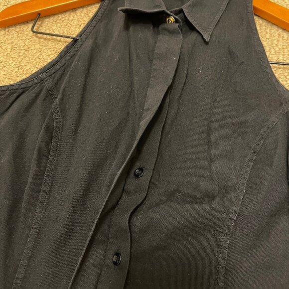 Vintage Versace Jeans Couture Sleeveless Button Up Blouse Black - Picture 10 of 14